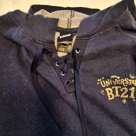 BTS BT21 - Navy Blue Glitter Hoodie - Picture 8 of 13
